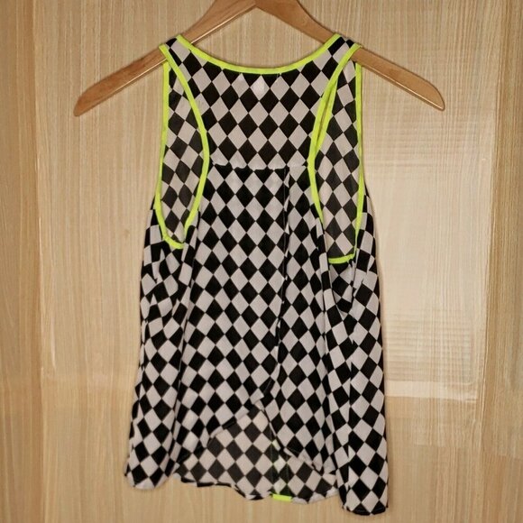 RoomMates Womens Checked Semi Sheer Top Medium - Picture 2 of 8